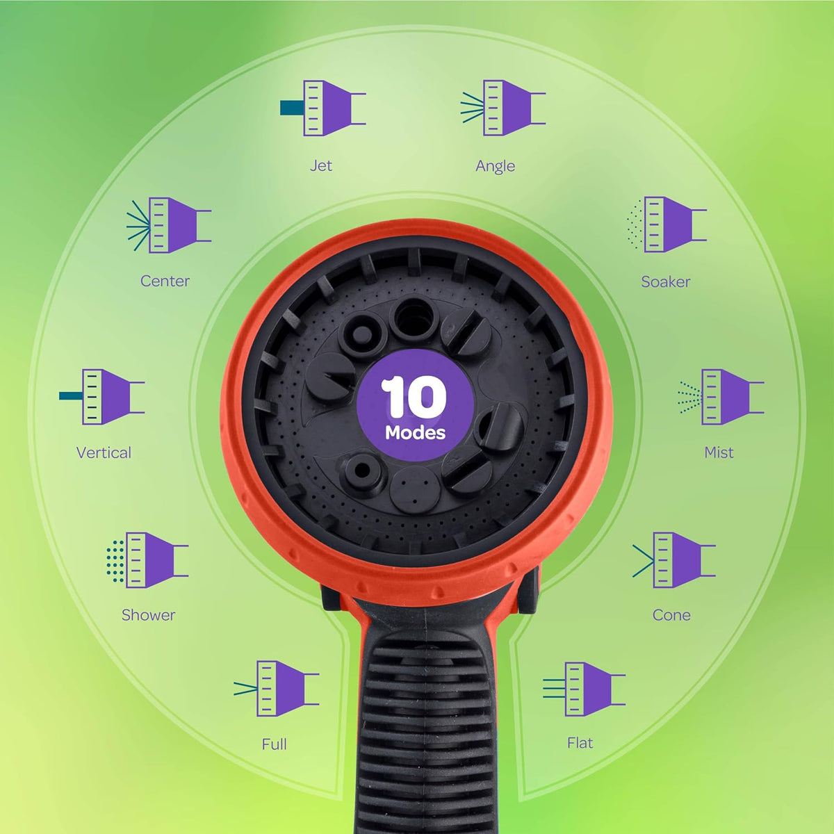 Hose Nozzle [Purple] Heavy Duty Hose Sprayer With 10 Adjustable Watering Patterns. Thumb Control Design, Comfortable Ergonomic Grip, Garden Hose Nozzle for Watering Plants & Lawns/Fun showers/Cleaning