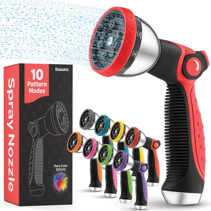Hose Nozzle [Purple] Heavy Duty Hose Sprayer With 10 Adjustable Watering Patterns. Thumb Control Design, Comfortable Ergonomic Grip, Garden Hose Nozzle for Watering Plants & Lawns/Fun showers/Cleaning