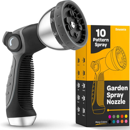 Hose Nozzle [Purple] Heavy Duty Hose Sprayer With 10 Adjustable Watering Patterns. Thumb Control Design, Comfortable Ergonomic Grip, Garden Hose Nozzle for Watering Plants & Lawns/Fun showers/Cleaning