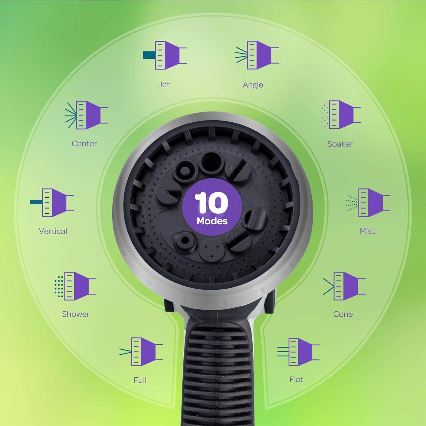 Hose Nozzle [Purple] Heavy Duty Hose Sprayer With 10 Adjustable Watering Patterns. Thumb Control Design, Comfortable Ergonomic Grip, Garden Hose Nozzle for Watering Plants & Lawns/Fun showers/Cleaning