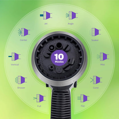 Hose Nozzle [Purple] Heavy Duty Hose Sprayer With 10 Adjustable Watering Patterns. Thumb Control Design, Comfortable Ergonomic Grip, Garden Hose Nozzle for Watering Plants & Lawns/Fun showers/Cleaning