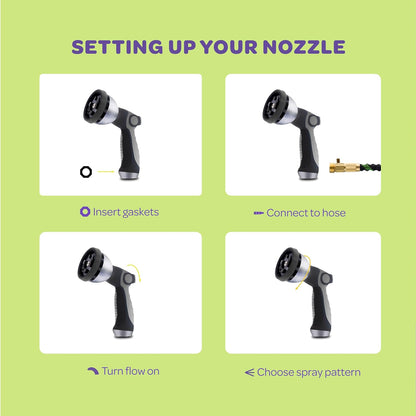 Hose Nozzle [Purple] Heavy Duty Hose Sprayer With 10 Adjustable Watering Patterns. Thumb Control Design, Comfortable Ergonomic Grip, Garden Hose Nozzle for Watering Plants & Lawns/Fun showers/Cleaning