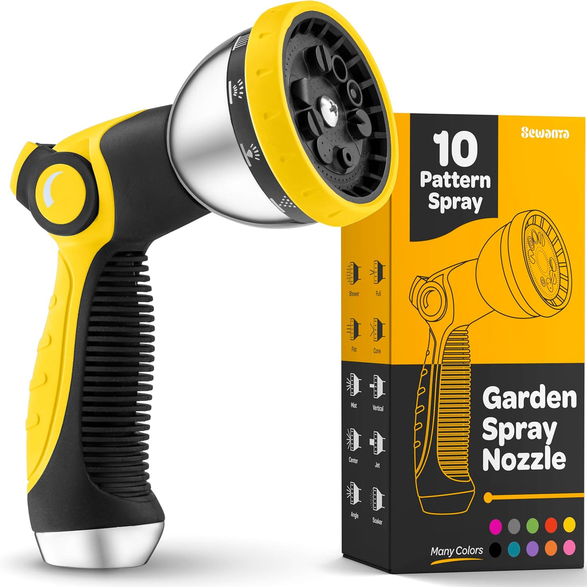 Hose Nozzle [Purple] Heavy Duty Hose Sprayer With 10 Adjustable Watering Patterns. Thumb Control Design, Comfortable Ergonomic Grip, Garden Hose Nozzle for Watering Plants & Lawns/Fun showers/Cleaning