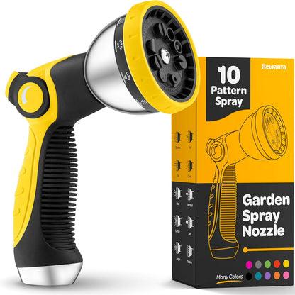 Hose Nozzle [Purple] Heavy Duty Hose Sprayer With 10 Adjustable Watering Patterns. Thumb Control Design, Comfortable Ergonomic Grip, Garden Hose Nozzle for Watering Plants & Lawns/Fun showers/Cleaning