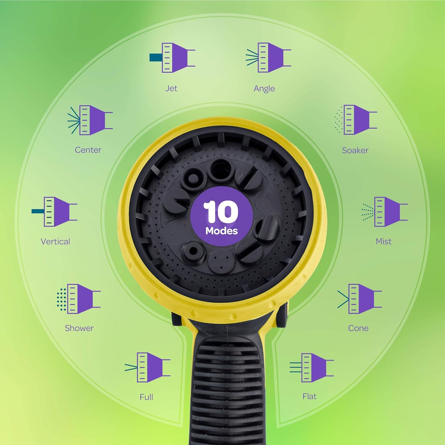 Hose Nozzle [Purple] Heavy Duty Hose Sprayer With 10 Adjustable Watering Patterns. Thumb Control Design, Comfortable Ergonomic Grip, Garden Hose Nozzle for Watering Plants & Lawns/Fun showers/Cleaning