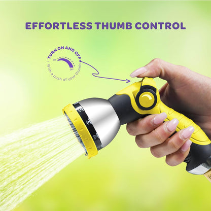 Hose Nozzle [Purple] Heavy Duty Hose Sprayer With 10 Adjustable Watering Patterns. Thumb Control Design, Comfortable Ergonomic Grip, Garden Hose Nozzle for Watering Plants & Lawns/Fun showers/Cleaning