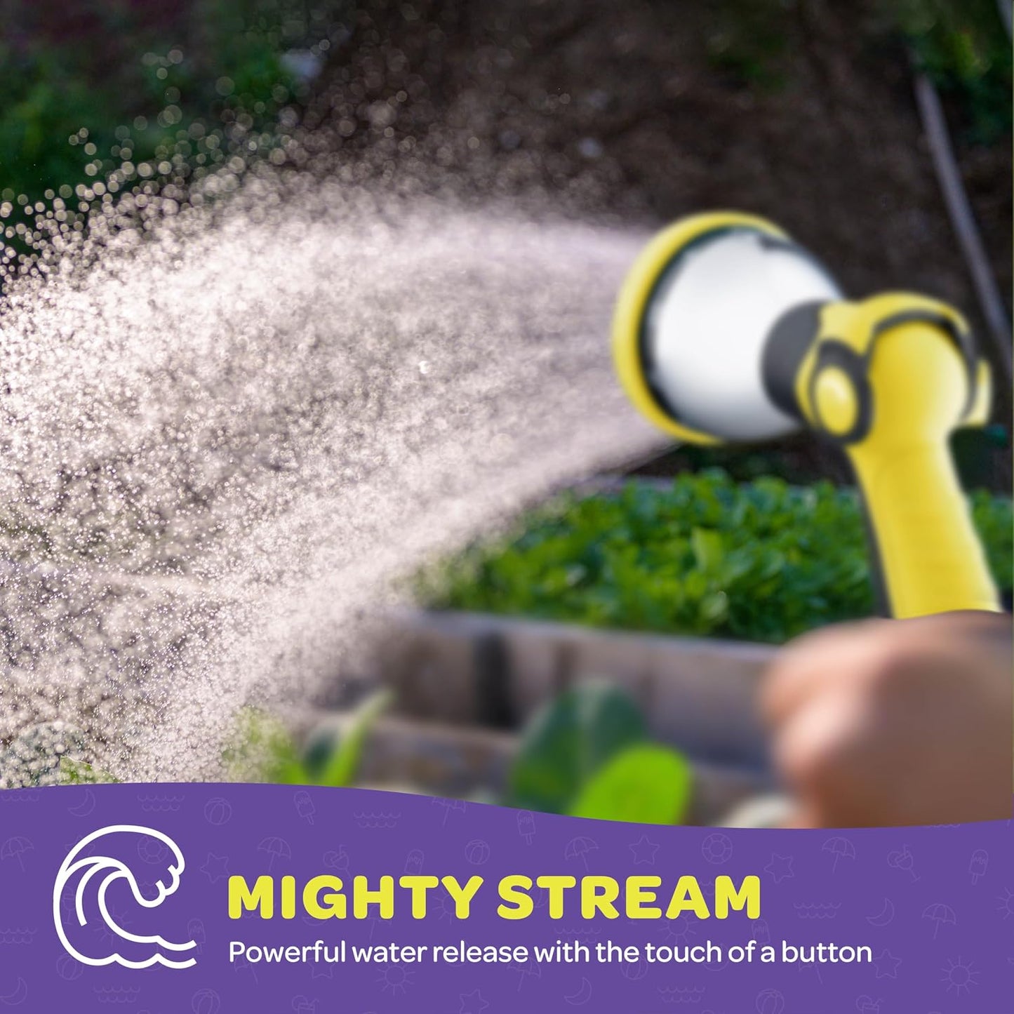 Hose Nozzle [Purple] Heavy Duty Hose Sprayer With 10 Adjustable Watering Patterns. Thumb Control Design, Comfortable Ergonomic Grip, Garden Hose Nozzle for Watering Plants & Lawns/Fun showers/Cleaning