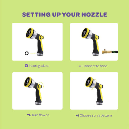 Hose Nozzle [Purple] Heavy Duty Hose Sprayer With 10 Adjustable Watering Patterns. Thumb Control Design, Comfortable Ergonomic Grip, Garden Hose Nozzle for Watering Plants & Lawns/Fun showers/Cleaning