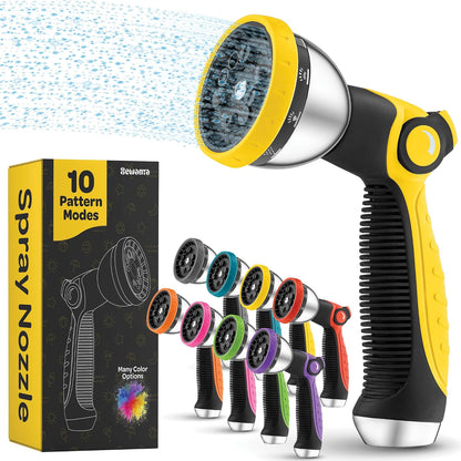 Hose Nozzle [Purple] Heavy Duty Hose Sprayer With 10 Adjustable Watering Patterns. Thumb Control Design, Comfortable Ergonomic Grip, Garden Hose Nozzle for Watering Plants & Lawns/Fun showers/Cleaning