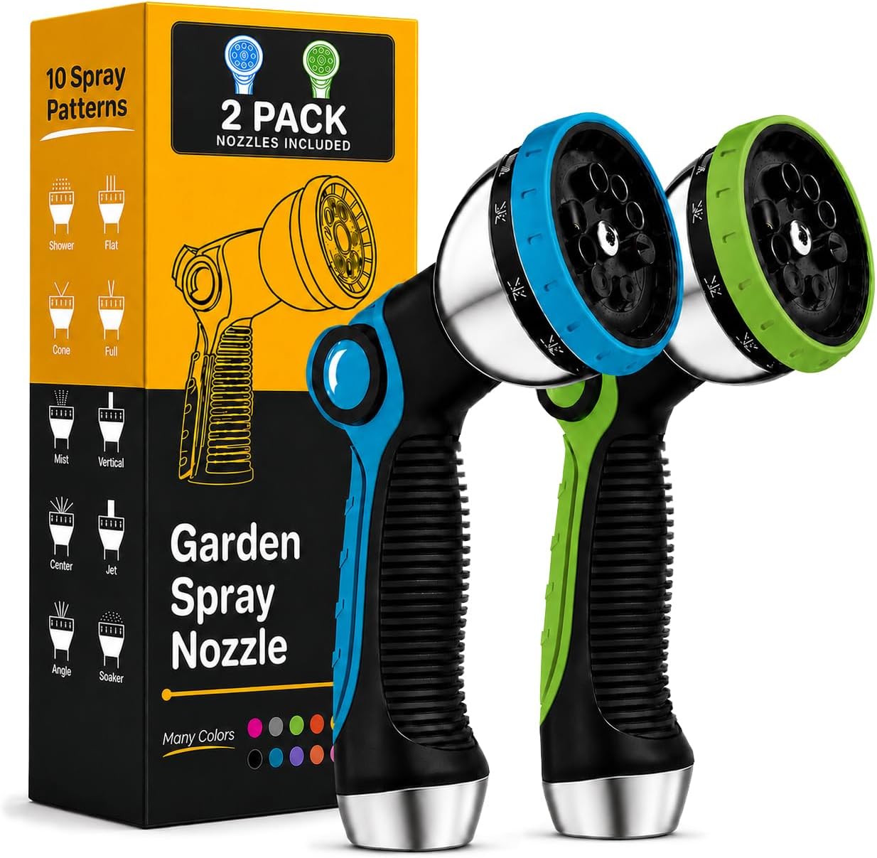 Hose Nozzle [Purple] Heavy Duty Hose Sprayer With 10 Adjustable Watering Patterns. Thumb Control Design, Comfortable Ergonomic Grip, Garden Hose Nozzle for Watering Plants & Lawns/Fun showers/Cleaning