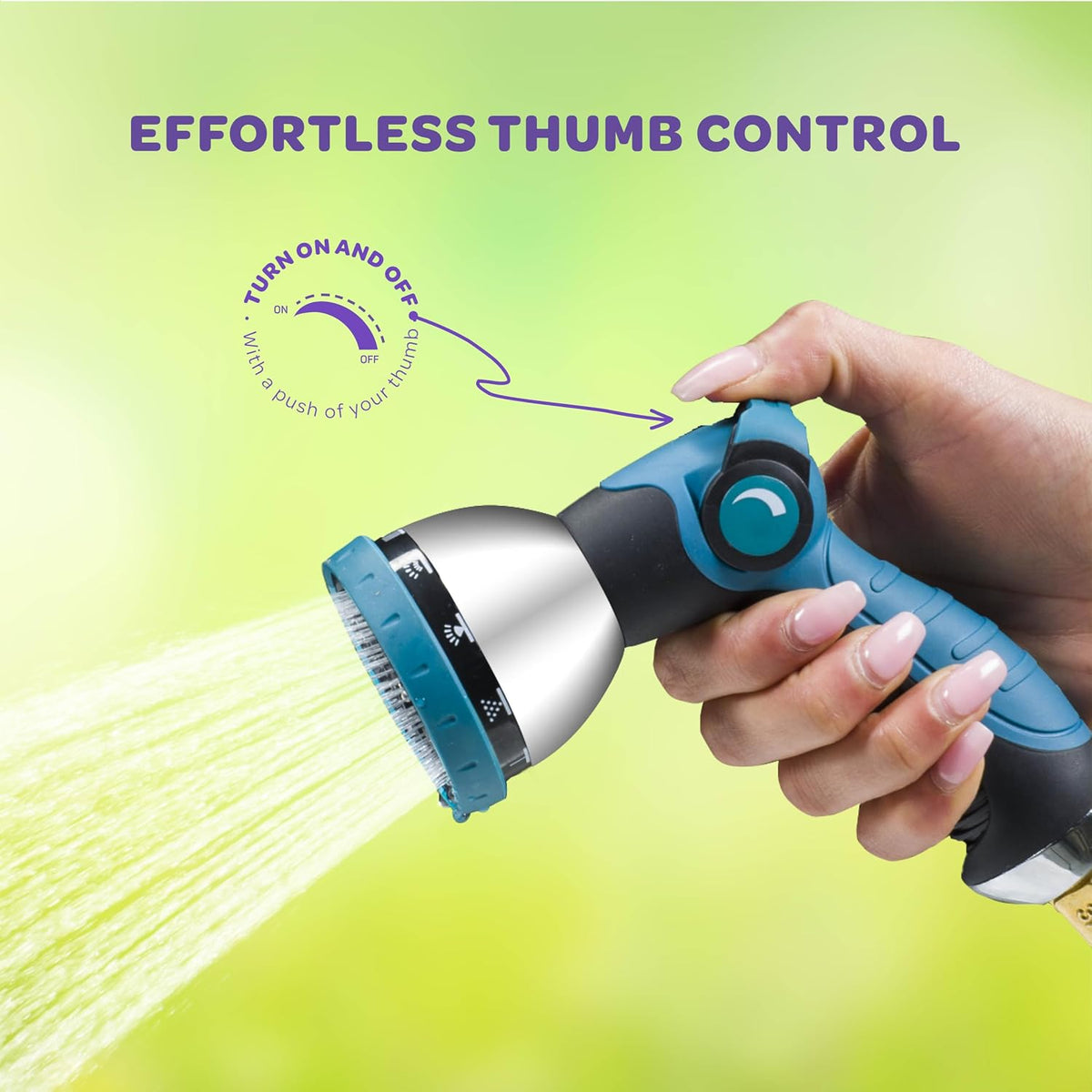 Hose Nozzle [Purple] Heavy Duty Hose Sprayer With 10 Adjustable Watering Patterns. Thumb Control Design, Comfortable Ergonomic Grip, Garden Hose Nozzle for Watering Plants & Lawns/Fun showers/Cleaning