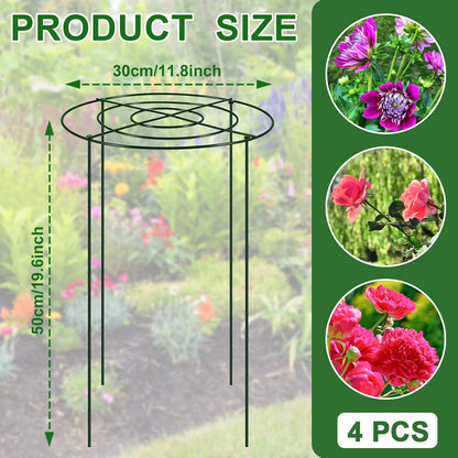 4PCS 11.8" D x 19.7" H Peony Cages and Supports, Peony Cage, Peony Support, Heavy Duty Metal Plant Supports for Outdoor Plants for Peony, Hydrangea, Rose and Other Tall Flowering Plants