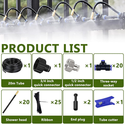 66FT/20M Drip Irrigation System, 360° Bendable Irrigation System for Garden