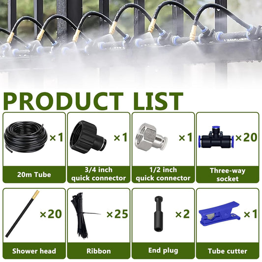66FT/20M Drip Irrigation System, 360° Bendable Irrigation System for Garden