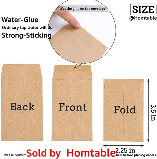200 Pack Small Coin Envelopes Kraft Paper 2.25"×3.5"