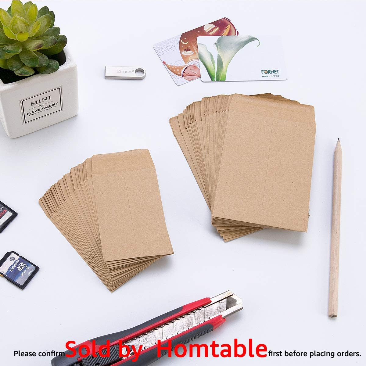 200 Pack Small Coin Envelopes Kraft Paper 2.25"×3.5"