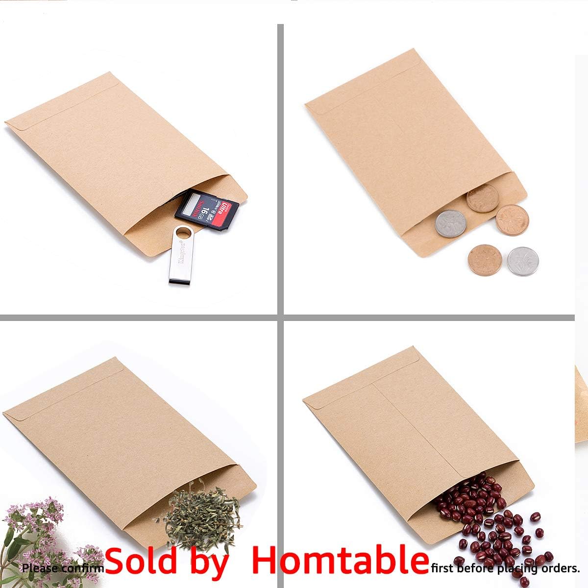 200 Pack Small Coin Envelopes Kraft Paper 2.25"×3.5"