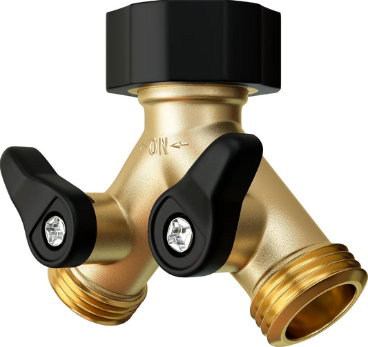 Heavy Duty Brass Garden Hose Splitter 2 Way for Water Spigot