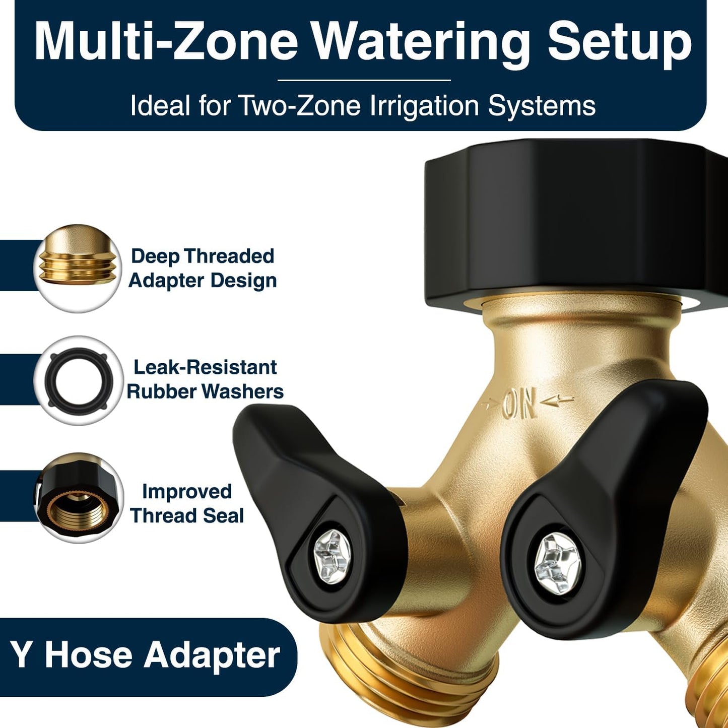 Heavy Duty Brass Garden Hose Splitter 2 Way for Water Spigot