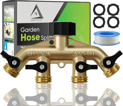 Heavy Duty Brass Garden Hose Splitter 2 Way for Water Spigot