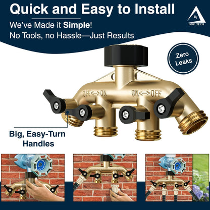 Heavy Duty Brass Garden Hose Splitter 2 Way for Water Spigot