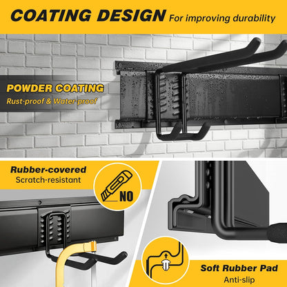 48" Garage Tool Organizer Wall Mount, 440lbs Garden Garage Storage Garage Organization with Adjustable Heavy Duty Hanging Hooks, Yard Rack Hanger System Shovel Rake Broom Ladder Holder, Men Gift