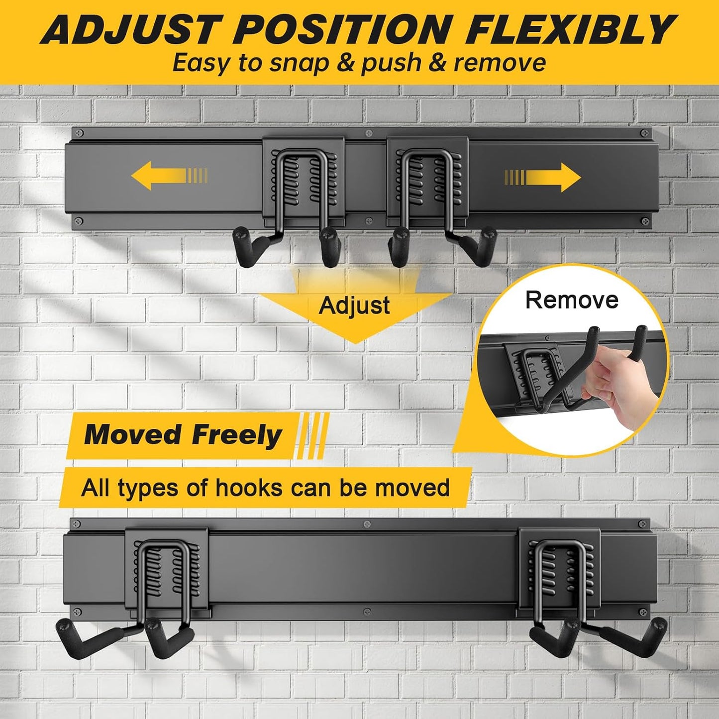 48" Garage Tool Organizer Wall Mount, 440lbs Garden Garage Storage Garage Organization with Adjustable Heavy Duty Hanging Hooks, Yard Rack Hanger System Shovel Rake Broom Ladder Holder, Men Gift
