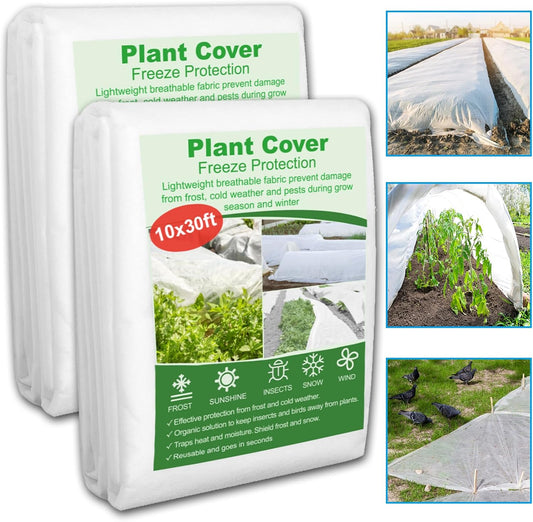 2 Pack 10 x 30ft Plant Covers Freeze Protection 1.2oz Frost Cloth