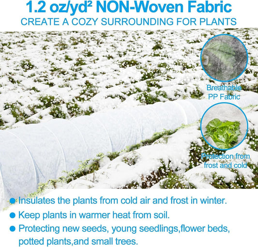 2 Pack 10 x 30ft Plant Covers Freeze Protection 1.2oz Frost Cloth