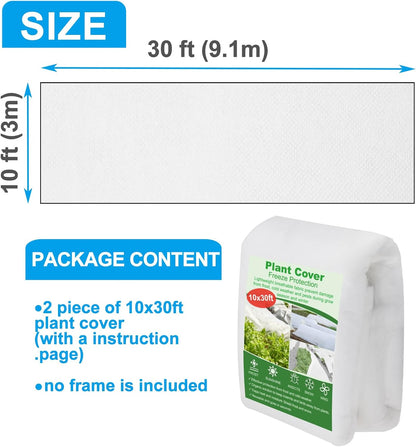 2 Pack 10 x 30ft Plant Covers Freeze Protection 1.2oz Frost Cloth