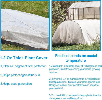 2 Pack 10 x 30ft Plant Covers Freeze Protection 1.2oz Frost Cloth