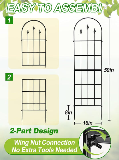 2 Pack Garden Trellis for Climbing Plants Outdoor, 16'' W x 59" H