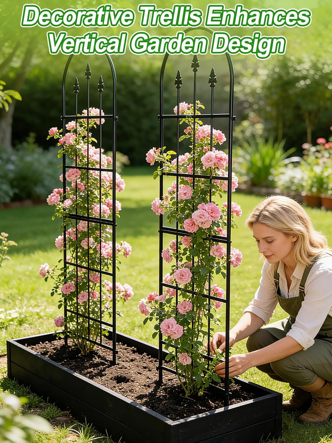 2 Pack Garden Trellis for Climbing Plants Outdoor, 16'' W x 59" H