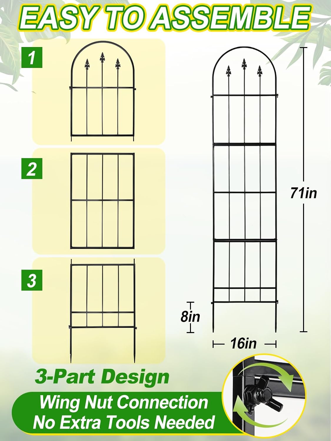 2 Pack Garden Trellis for Climbing Plants Outdoor, 16'' W x 59" H