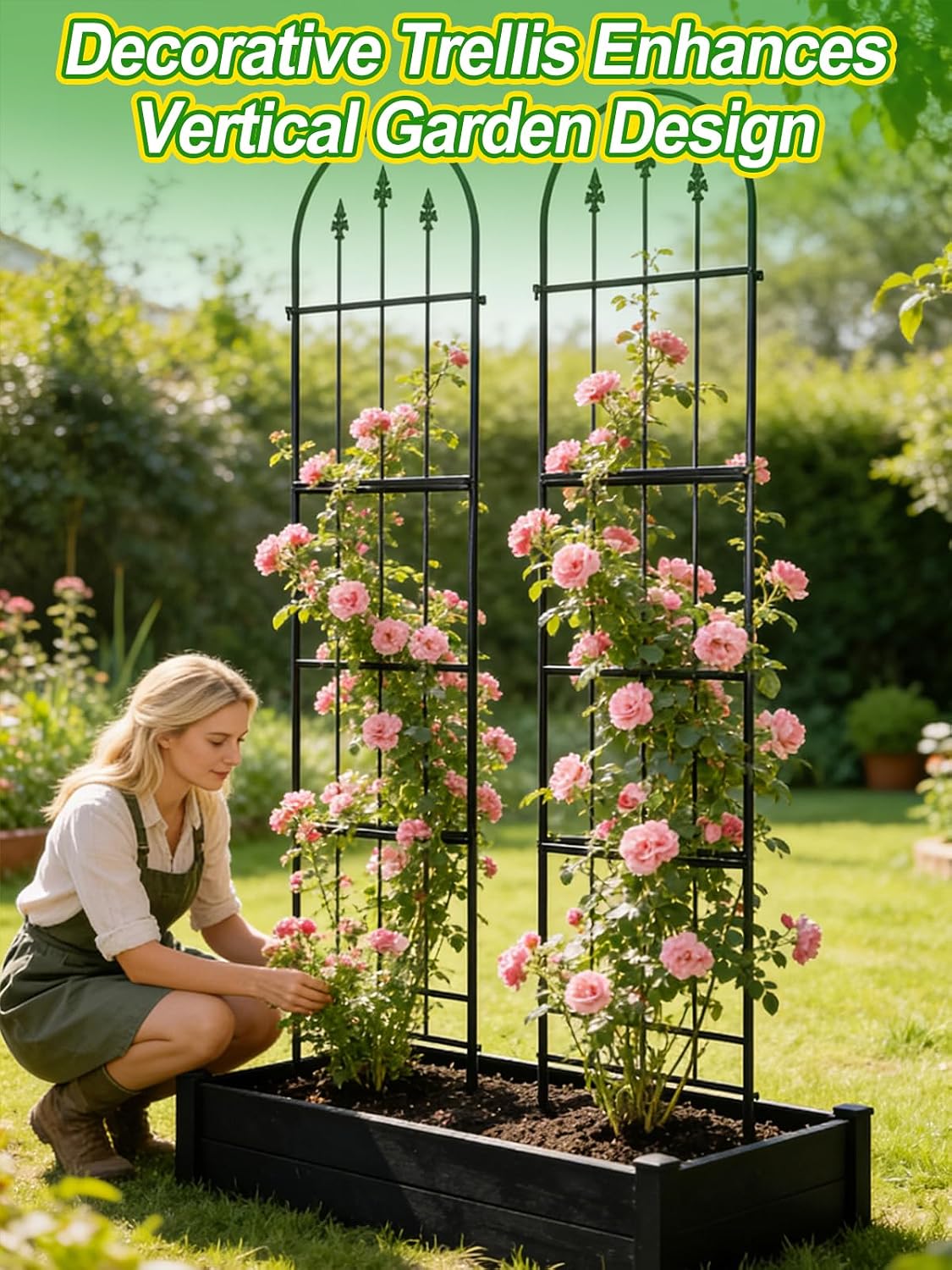 2 Pack Garden Trellis for Climbing Plants Outdoor, 16'' W x 59" H