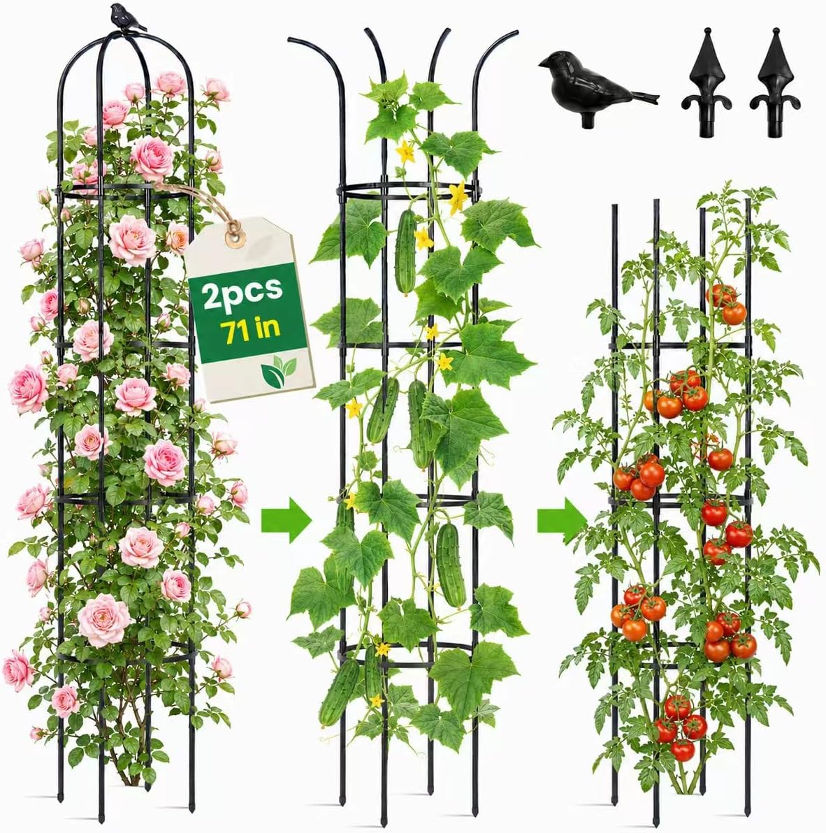 2 Pack 6 ft Garden Obelisk Trellis for Climbing Plants Outdoor