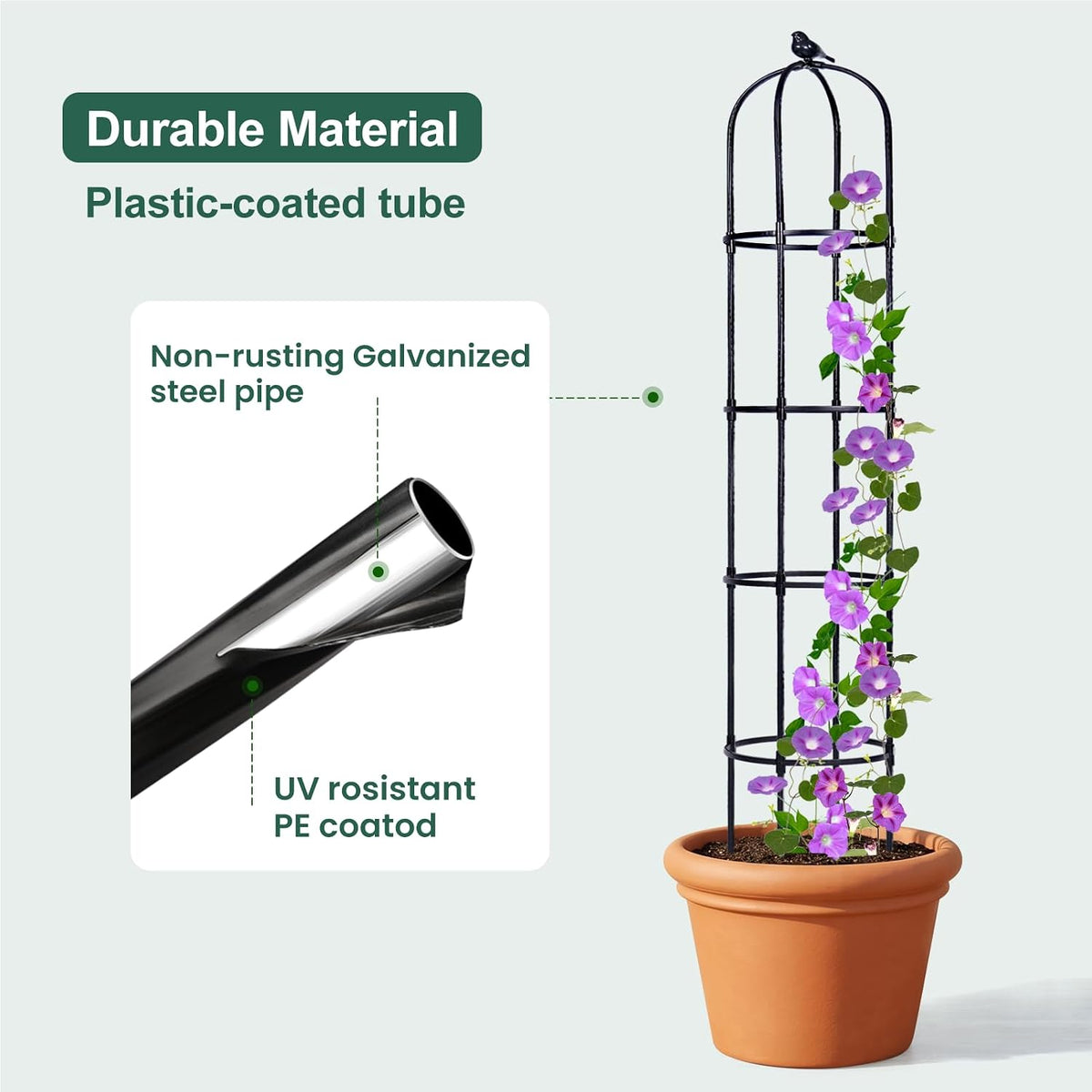 2 Pack 6 ft Garden Obelisk Trellis for Climbing Plants Outdoor