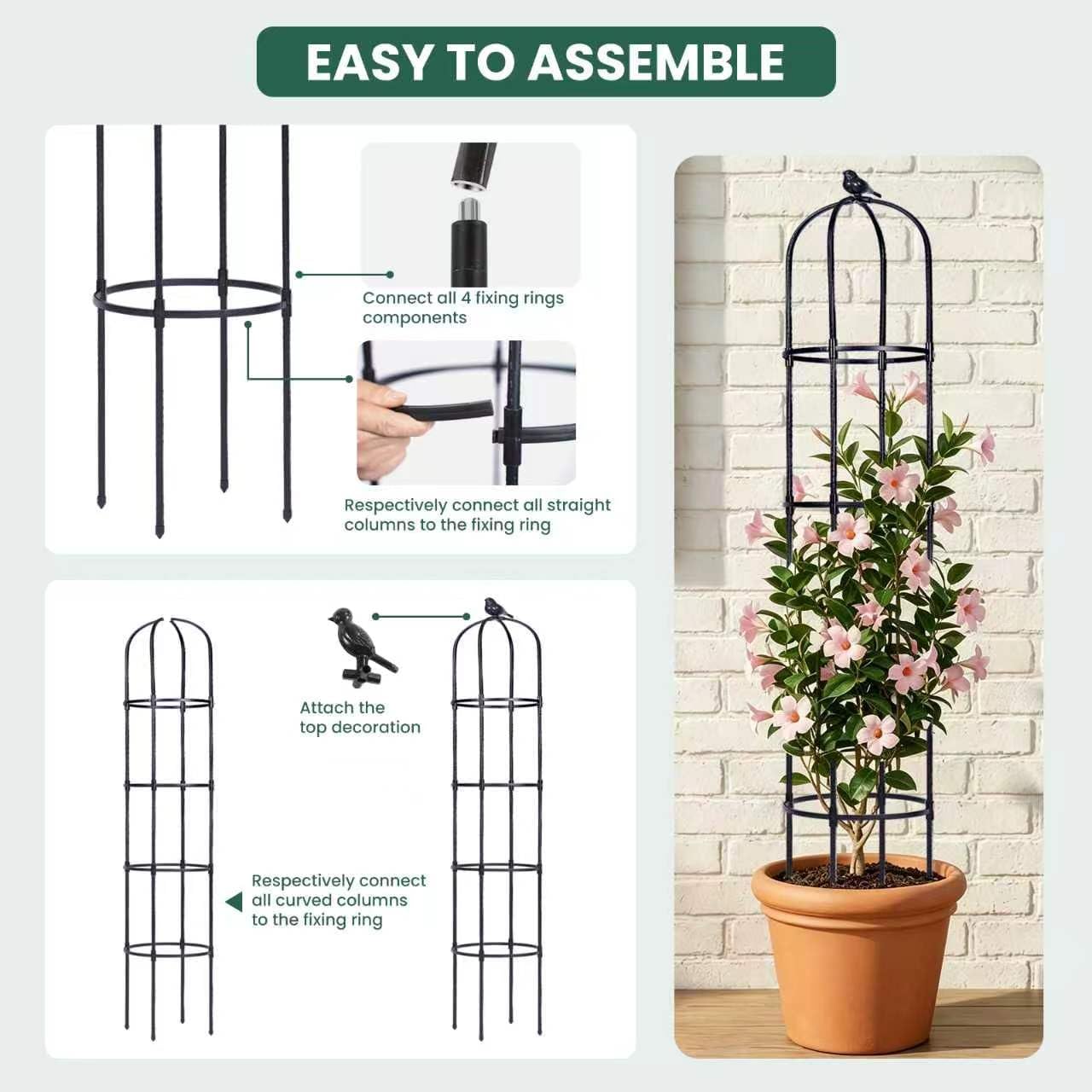 2 Pack 6 ft Garden Obelisk Trellis for Climbing Plants Outdoor