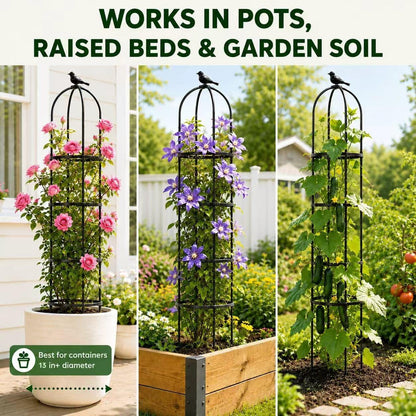 2 Pack 6 ft Garden Obelisk Trellis for Climbing Plants Outdoor