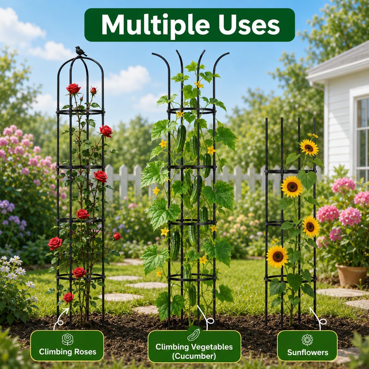 2 Pack 6 ft Garden Obelisk Trellis for Climbing Plants Outdoor