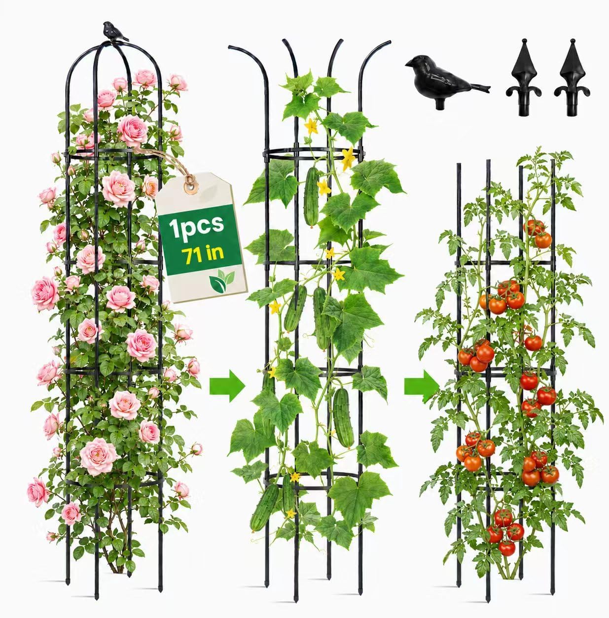 2 Pack 6 ft Garden Obelisk Trellis for Climbing Plants Outdoor
