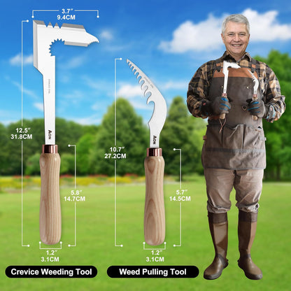 2-Pack Crack Weeder & Root Remover Tool Set for Patios and Gardens