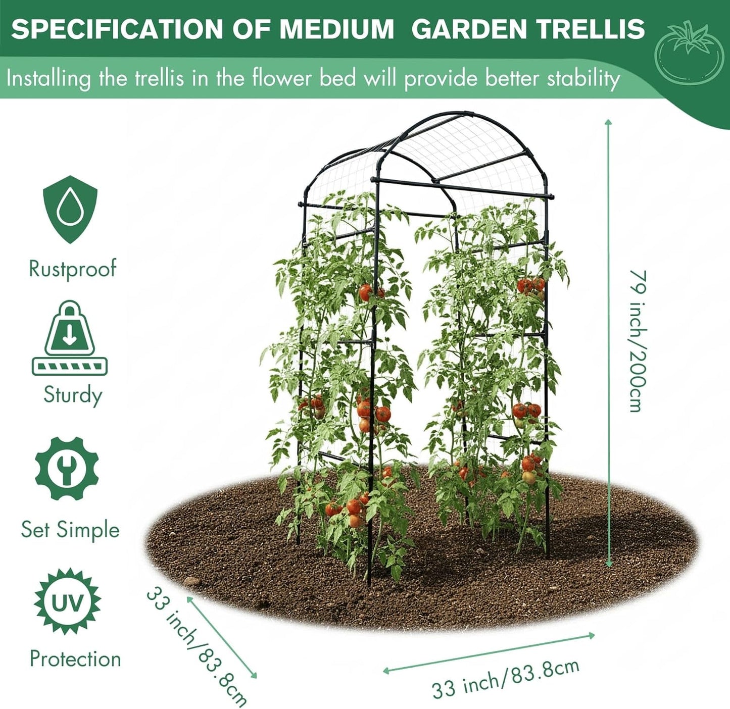 Garden Trellis Arch 7FT PP-Coated Stainless Steel Metal Extra Tall Cucumber Trellis Arch Garden Arch Trellis for Climbing Plants Outdoor Vegetable Trellis with Trellis Netting