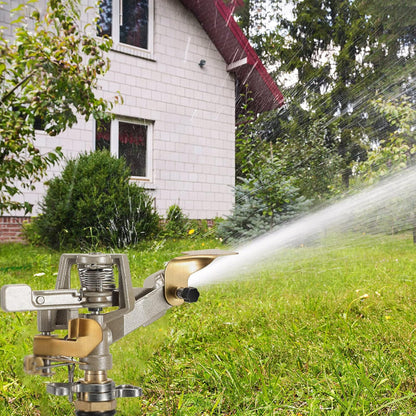 Impact Sprinkler Head Brass Pulsating Sprinkler Lawns Garden Adjustable 360 Degrees Watering Heavy Duty Sprinkler Head with Nozzles for Yard and Grass Irrigation (9 Pieces)