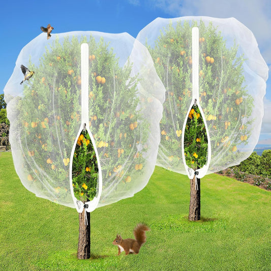 Easy Installation Fruit Tree Netting with Zipper & Drawstring - 6.2x6.2ft Ultra Fine Mesh Garden Protection Screen to Protect Pear Peach Apple from Bird Insect Bug Cicada Deer Squirrel - 2pcs