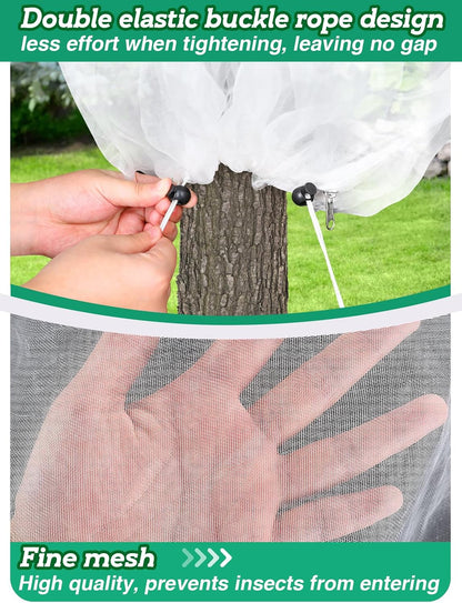 Easy Installation Fruit Tree Netting with Zipper & Drawstring - 6.2x6.2ft Ultra Fine Mesh Garden Protection Screen to Protect Pear Peach Apple from Bird Insect Bug Cicada Deer Squirrel - 2pcs