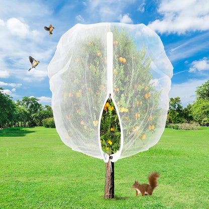 Easy Installation Fruit Tree Netting with Zipper & Drawstring - 6.2x6.2ft Ultra Fine Mesh Garden Protection Screen to Protect Pear Peach Apple from Bird Insect Bug Cicada Deer Squirrel - 2pcs