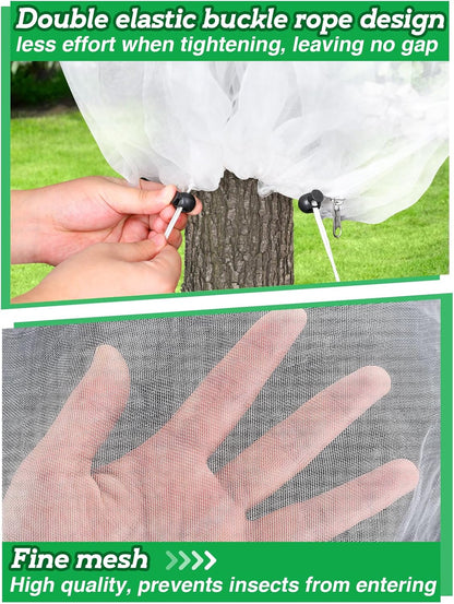 Easy Installation Fruit Tree Netting with Zipper & Drawstring - 6.2x6.2ft Ultra Fine Mesh Garden Protection Screen to Protect Pear Peach Apple from Bird Insect Bug Cicada Deer Squirrel - 2pcs