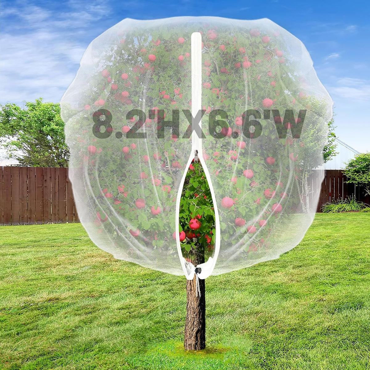 Easy Installation Fruit Tree Netting with Zipper & Drawstring - 6.2x6.2ft Ultra Fine Mesh Garden Protection Screen to Protect Pear Peach Apple from Bird Insect Bug Cicada Deer Squirrel - 2pcs