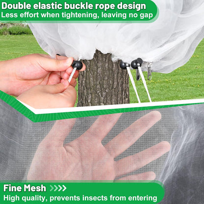 Easy Installation Fruit Tree Netting with Zipper & Drawstring - 6.2x6.2ft Ultra Fine Mesh Garden Protection Screen to Protect Pear Peach Apple from Bird Insect Bug Cicada Deer Squirrel - 2pcs